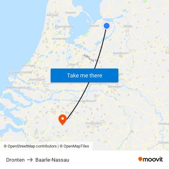 Dronten to Baarle-Nassau map