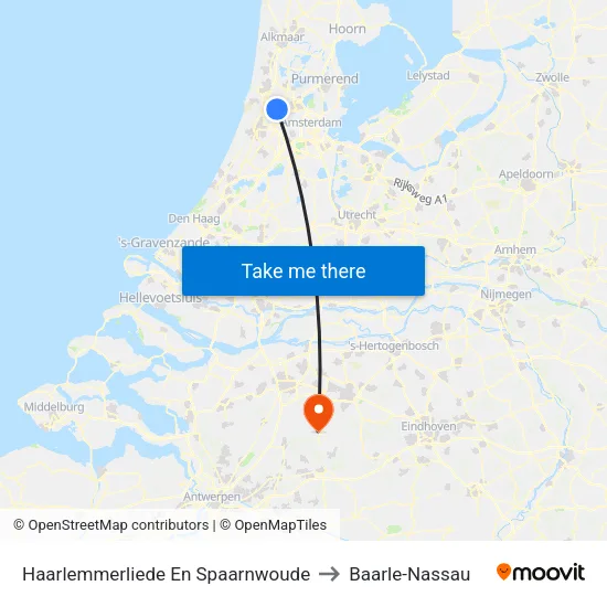 Haarlemmerliede En Spaarnwoude to Baarle-Nassau map