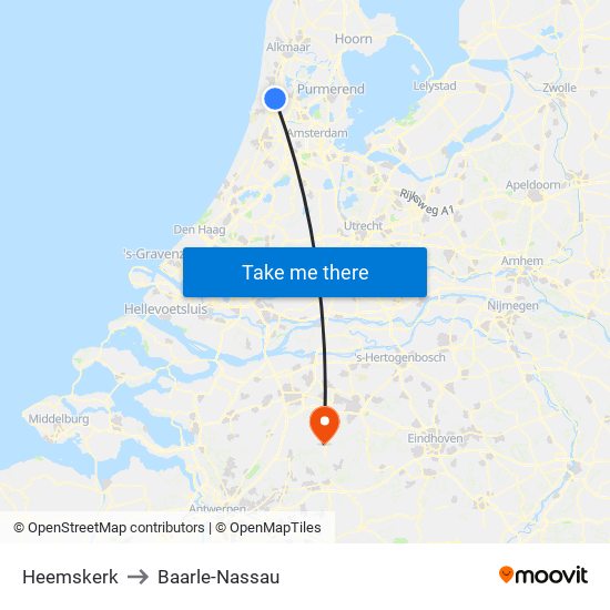 Heemskerk to Baarle-Nassau map