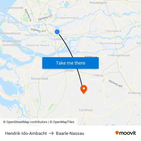 Hendrik-Ido-Ambacht to Baarle-Nassau map