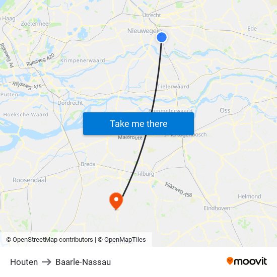 Houten to Baarle-Nassau map