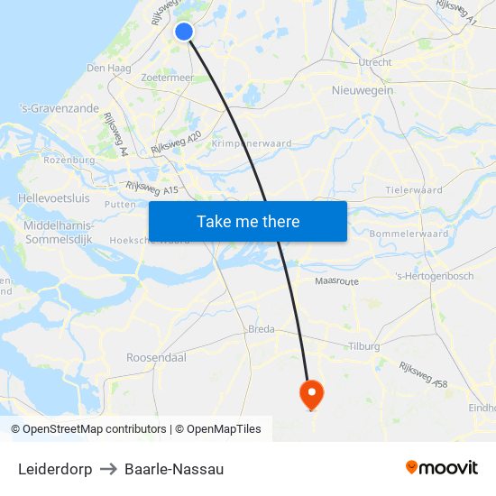 Leiderdorp to Baarle-Nassau map