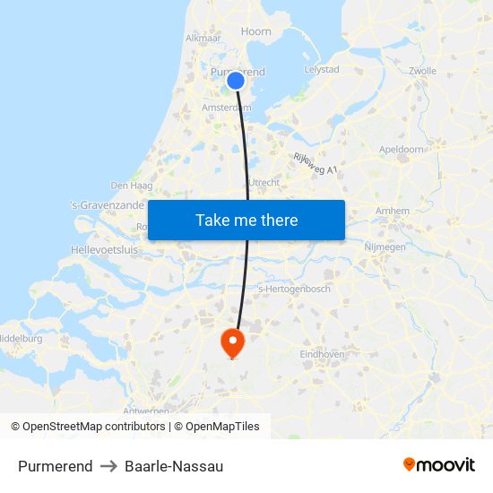 Purmerend to Baarle-Nassau map