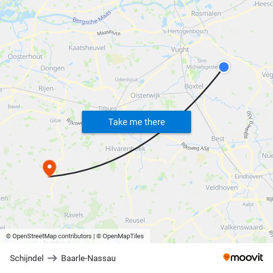 Schijndel to Baarle-Nassau map