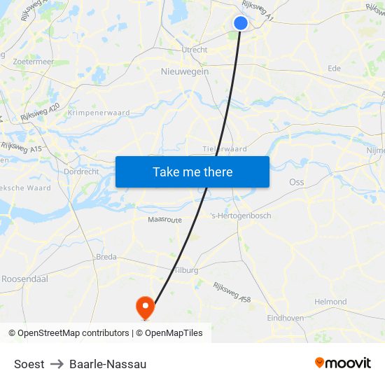 Soest to Baarle-Nassau map