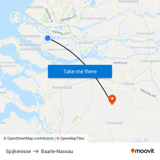 Spijkenisse to Baarle-Nassau map