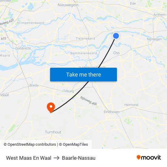 West Maas En Waal to Baarle-Nassau map