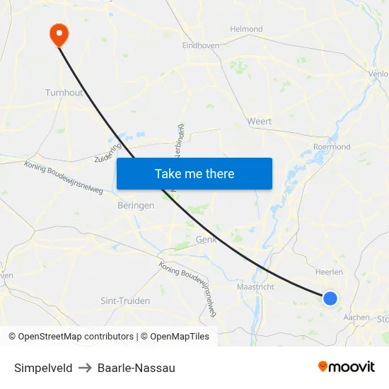 Simpelveld to Baarle-Nassau map