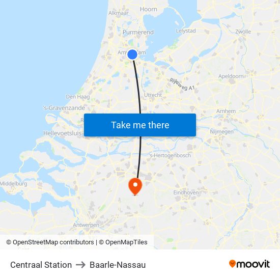 Centraal Station to Baarle-Nassau map