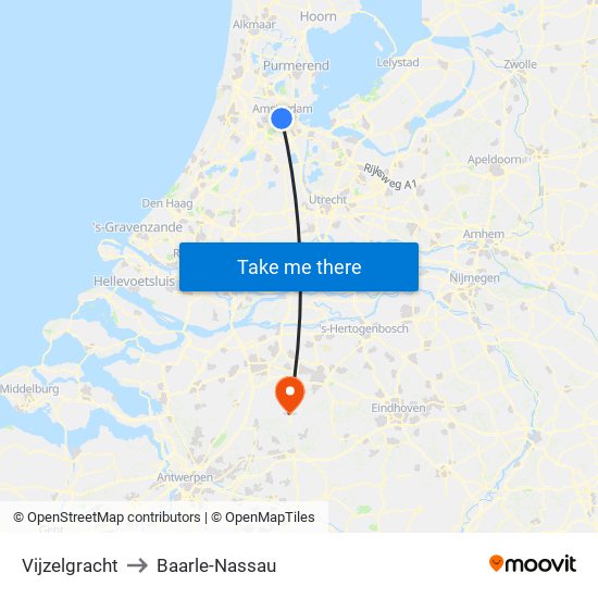 Vijzelgracht to Baarle-Nassau map