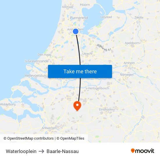 Waterlooplein to Baarle-Nassau map