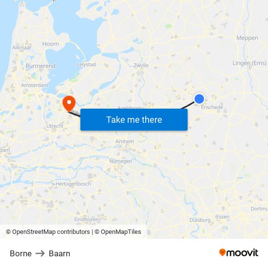 Borne to Baarn map