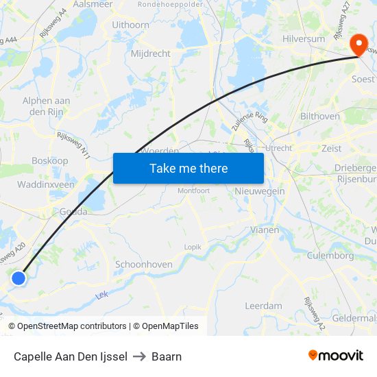 Capelle Aan Den Ijssel to Baarn map