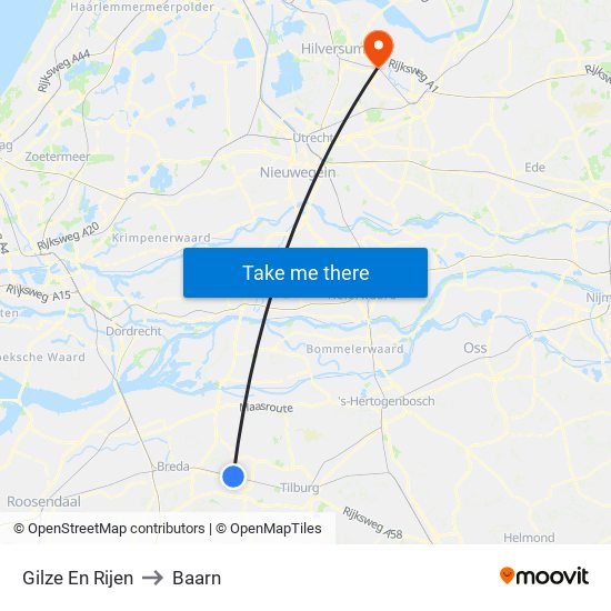Gilze En Rijen to Baarn map