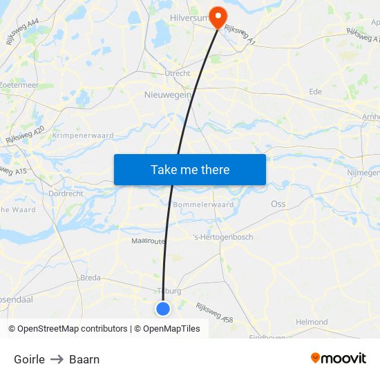 Goirle to Baarn map