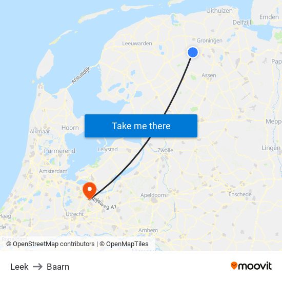 Leek to Baarn map