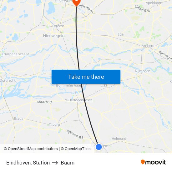 Eindhoven, Station to Baarn map