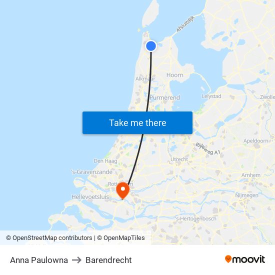 Anna Paulowna to Barendrecht map