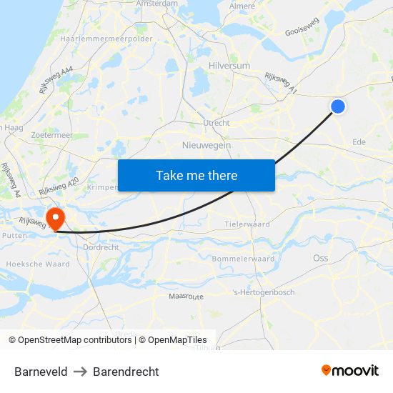 Barneveld to Barendrecht map