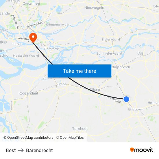 Best to Barendrecht map