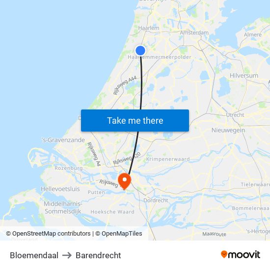 Bloemendaal to Barendrecht map