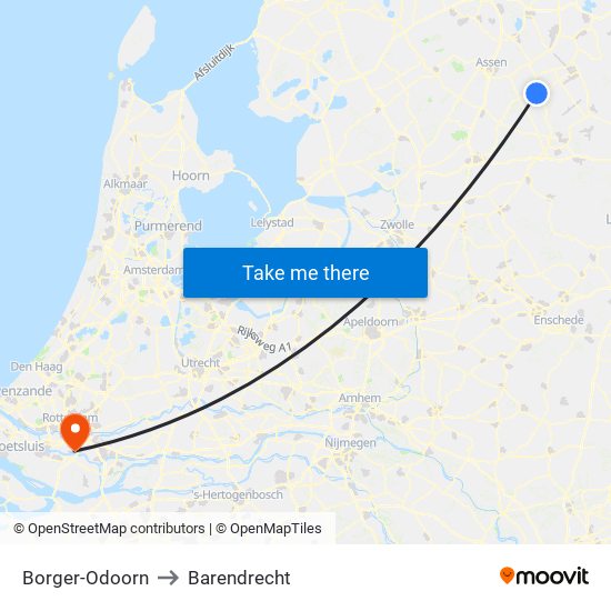 Borger-Odoorn to Barendrecht map