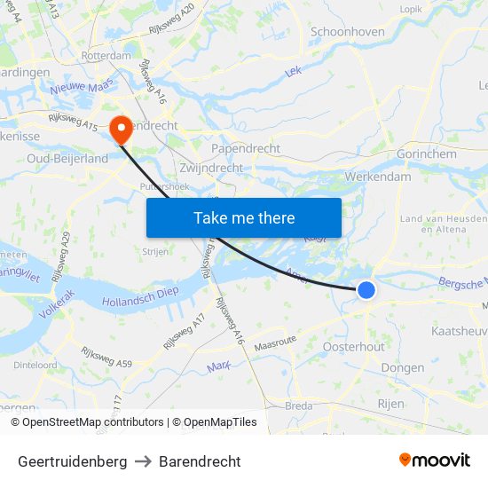 Geertruidenberg to Barendrecht map