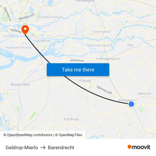 Geldrop-Mierlo to Barendrecht map