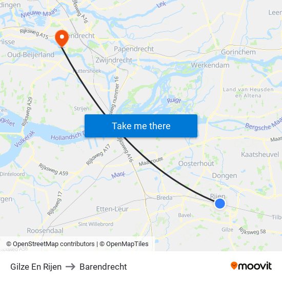 Gilze En Rijen to Barendrecht map