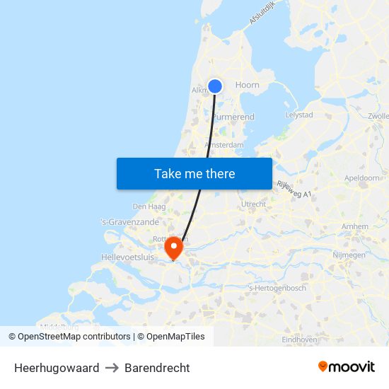 Heerhugowaard to Barendrecht map