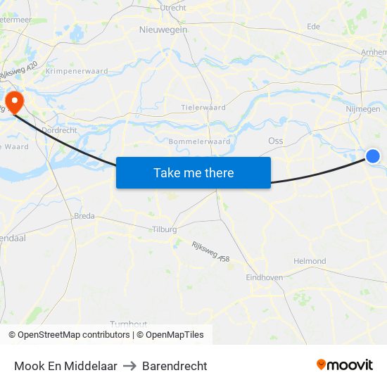 Mook En Middelaar to Barendrecht map