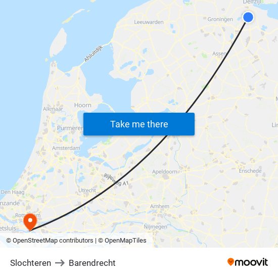 Slochteren to Barendrecht map