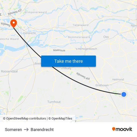 Someren to Barendrecht map