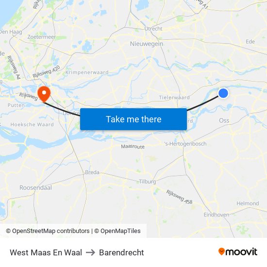 West Maas En Waal to Barendrecht map