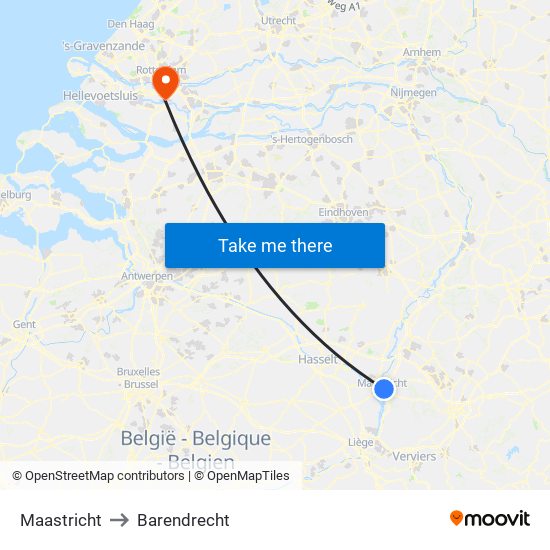 Maastricht to Barendrecht map