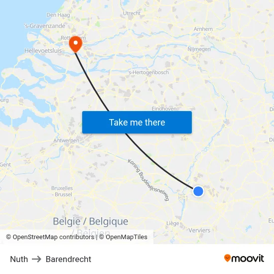Nuth to Barendrecht map