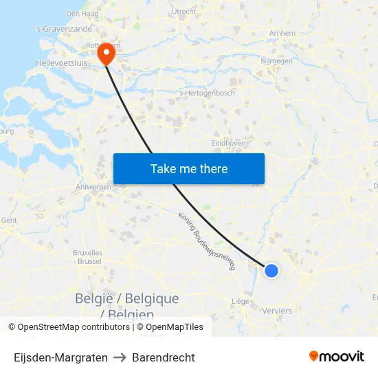 Eijsden-Margraten to Barendrecht map