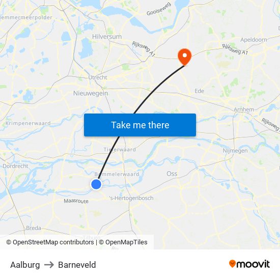 Aalburg to Barneveld map