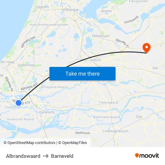 Albrandswaard to Barneveld map