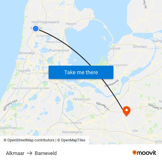 Alkmaar to Barneveld map