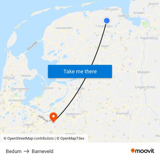 Bedum to Barneveld map