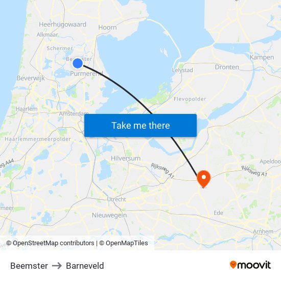 Beemster to Barneveld map