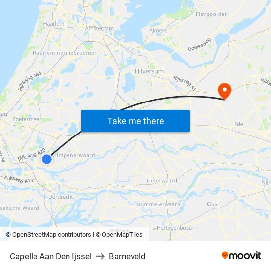 Capelle Aan Den Ijssel to Barneveld map