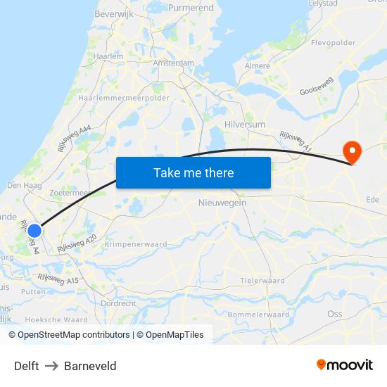 Delft to Barneveld map