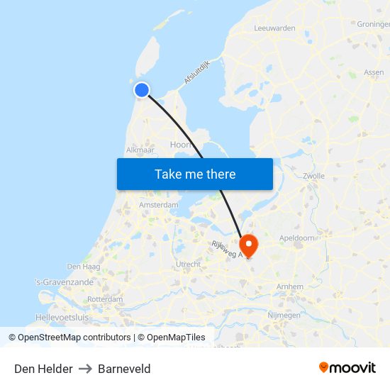 Den Helder to Barneveld map