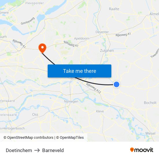 Doetinchem to Barneveld map