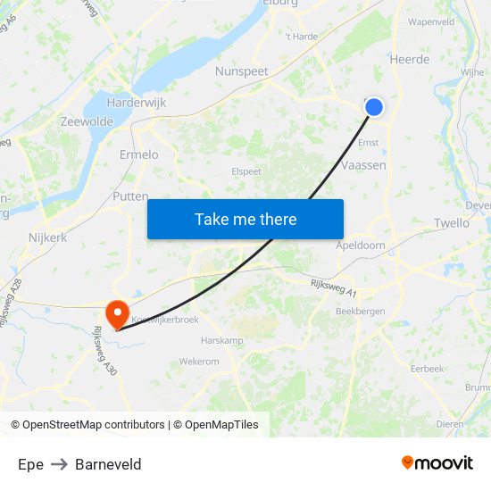 Epe to Barneveld map