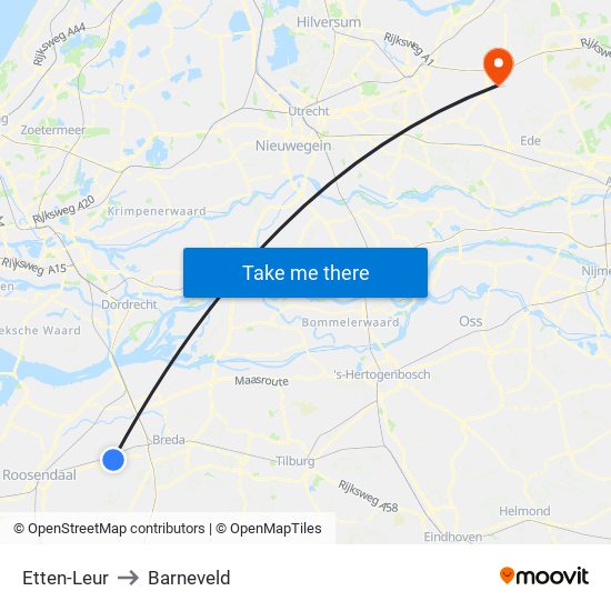 Etten-Leur to Barneveld map