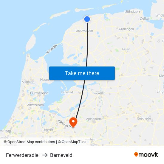 Ferwerderadiel to Barneveld map