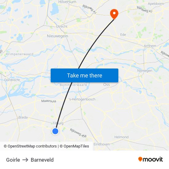 Goirle to Barneveld map